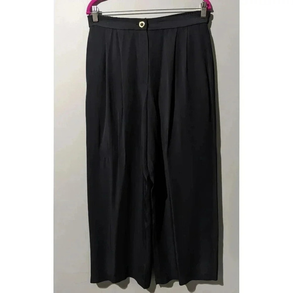 St. John Sport High Rise Wide Leg Silk Blend Pant - Picture 2 of 8